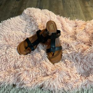 Franco Sarto Black and Tan Sandals